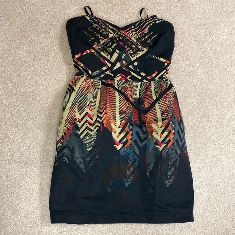 Multicolor sweetheart neck Strapless Dress beaded with pockets